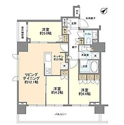 ウエリス六本木 3LDKの間取図画像