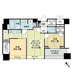 グランスイート麻布台ヒルトップタワー 2LDKの間取図画像
