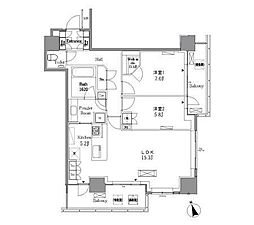 レジディアタワー目黒不動前 2LDKの間取図画像