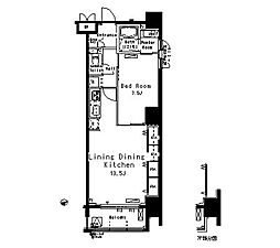 パークアクシス八丁堀 1LDKの間取図画像
