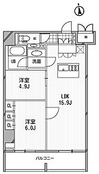アーデン芝公園 2LDKの間取図画像