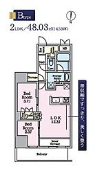 リビオメゾン東陽町Hutte 2LDKの間取図画像