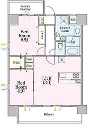 サクラレジデンス 2LDKの間取図画像