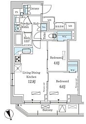 パークアクシス虎ノ門 2LDKの間取図画像