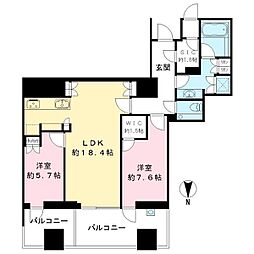 三田ガーデンヒルズパークマンション 2LDKの間取図画像