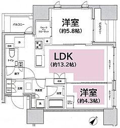 フレンシア築地 2LDKの間取図画像