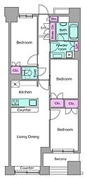 レジディア日本橋馬喰町 3LDKの間取図画像