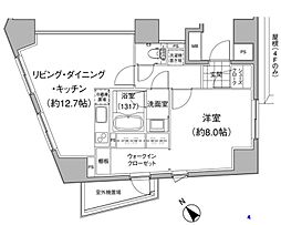 パークハビオ元麻布 1LDKの間取図画像
