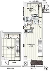 カスタリア八丁堀 2LDKの間取図画像