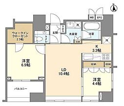 LaSante麻布十番 2LDKの間取図画像