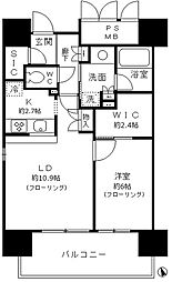 フォンテーヌ芝浦 1LDKの間取図画像