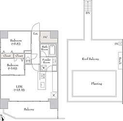 ルミーク門前仲町 2LDKの間取図画像