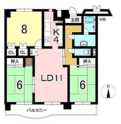 しろひがし住宅2号棟 3LDKの間取図画像