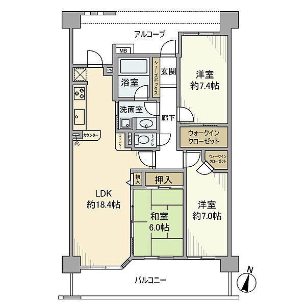 レクセルプラッツァ初石 410｜千葉県流山市東初石２丁目(賃貸マンション3LDK・4階・86.65㎡)の写真 その2