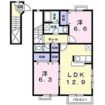 サニーコート　A 201 ｜ 茨城県常総市内守谷町きぬの里２丁目（賃貸アパート2LDK・2階・63.19㎡） その2