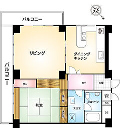 リビエラ逗子マリーナ7号棟 1LDKの間取図画像