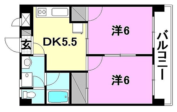 プチメゾン竹内II 505 号室｜愛媛県松山市高岡町(賃貸マンション2DK・5階・37.80㎡)の写真 その2