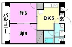 オックスフォード・サーカス高岡 2DKの間取図画像
