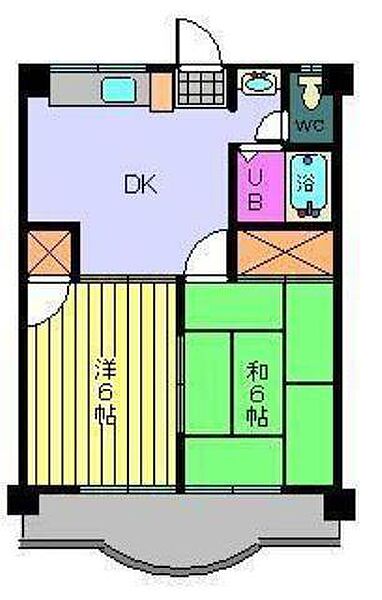 K、Yフラット 202 号室｜愛媛県松山市山越町(賃貸マンション2DK・2階・38.88㎡)の写真 その2