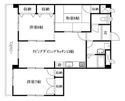 室町ビル室町ハイツ 3LDKの間取図画像