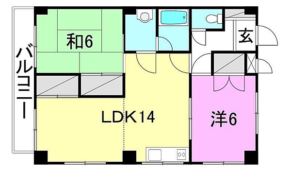 メゾンドＫ 202 号室｜愛媛県松山市道後町2丁目(賃貸マンション2LDK・2階・56.70㎡)の写真 その2