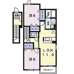 ブルック磯1 2LDKの間取図画像