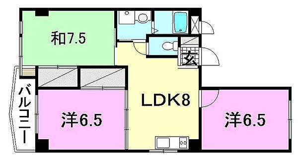 ビージョイマンション5号館 501 号室｜愛媛県松山市枝松5丁目(賃貸マンション3LDK・5階・62.08㎡)の写真 その2