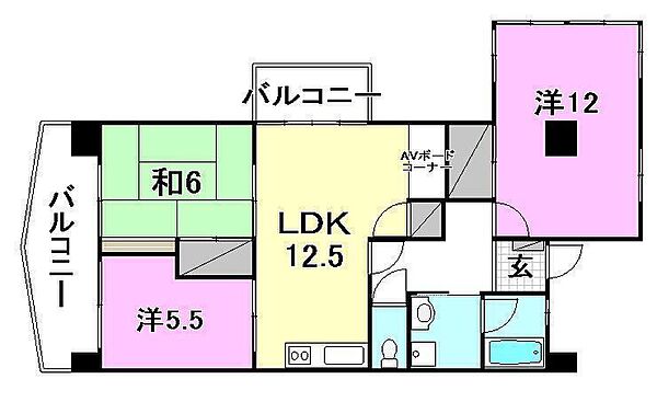 セントヒルズ山越 505 号室｜愛媛県松山市山越4丁目(賃貸マンション3LDK・5階・64.40㎡)の写真 その2