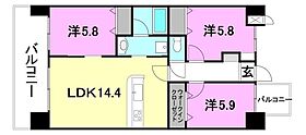 永田祝谷ビル 1301 号室 ｜ 愛媛県松山市祝谷6丁目（賃貸マンション3LDK・13階・70.60㎡） その2