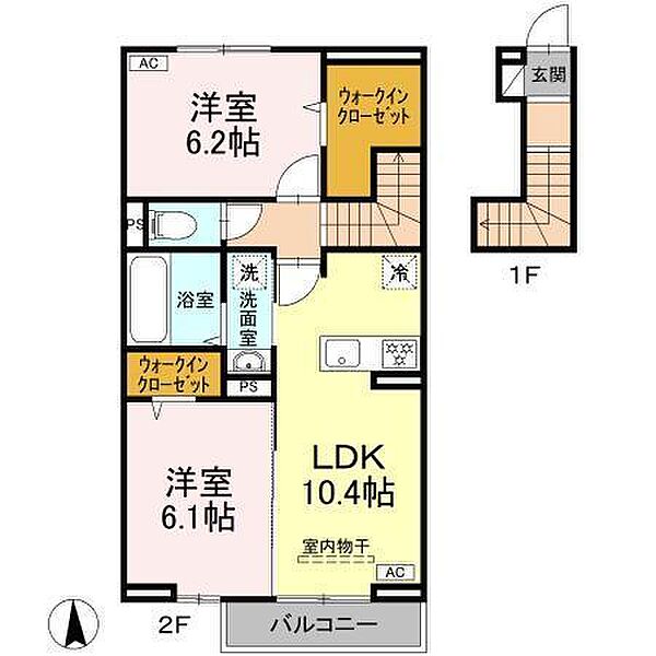 トリシア西石井 206 号室｜愛媛県松山市西石井5丁目(賃貸アパート2LDK・2階・59.88㎡)の写真 その2