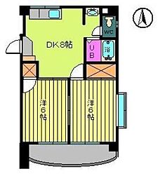 メニティー束本 2DKの間取図画像