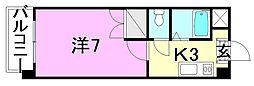 メゾン桑原 1Kの間取図画像