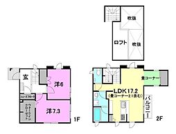 ベルデュール土居田Ｆ棟 2階2LDKの間取り