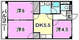 姫原ハイツ 3DKの間取図画像