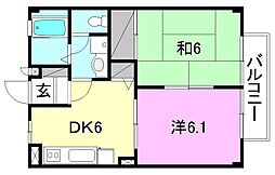 フォブールフライブルク 2DKの間取図画像