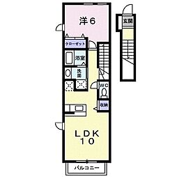 プラシードカーサ1 1LDKの間取図画像