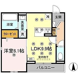 グレイス北持田 203 号室 2階1LDKの間取り