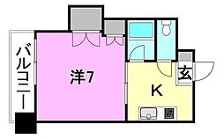 ジョイフル東野 1Kの間取図画像