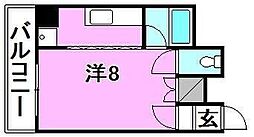 リオン・ドール ワンルームの間取図画像