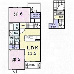 カーサ・ソーレA 2LDKの間取図画像