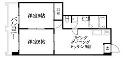 カサグランデ市坪 2LDKの間取図画像