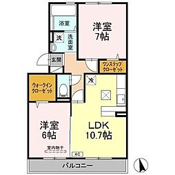 ロイヤル・メゾン　B棟 103 号室 1階2LDKの間取り