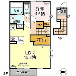 メゾンドゥ フルール 2階1LDKの間取り