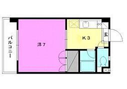 キャッスル和泉 1Kの間取図画像