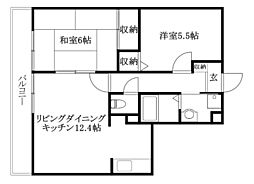 フォブールK&N 2LDKの間取図画像