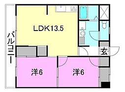 スカイビル生石 2LDKの間取図画像