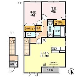 マロン・スクエアA 2LDKの間取図画像