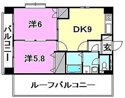 ラ・ヴィータ小坂 2DKの間取図画像