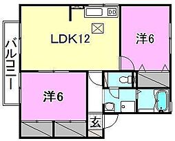 セルーナ椿B 2LDKの間取図画像