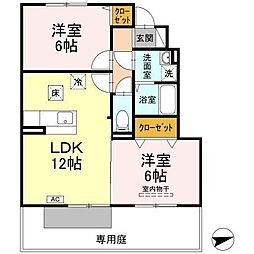カーサ城北C 2LDKの間取図画像